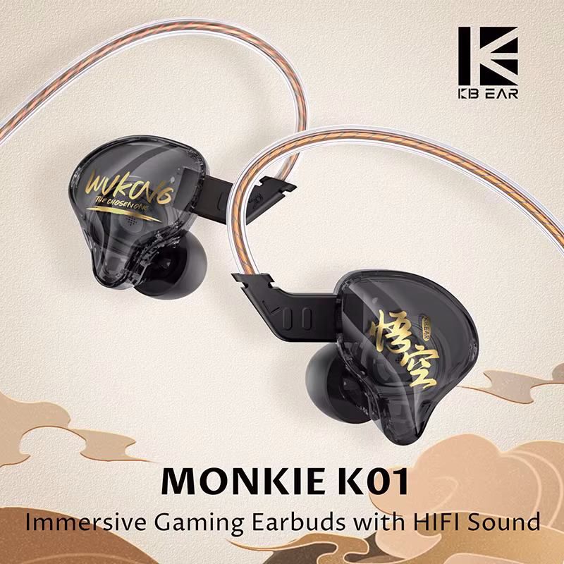 Kbear Monkie K01 Wukong Hifi Sound In Ear Earphones Wired Immersive Gaming Earbuds