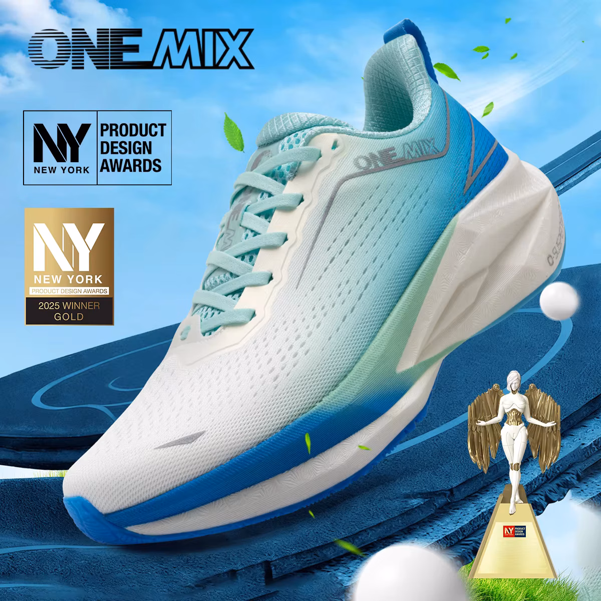 Onemix Men's Running Shoes Super Lightweight Outdoor Athletic Training Jogging Sneakers Anti-Slip Wear-Resistant Walking