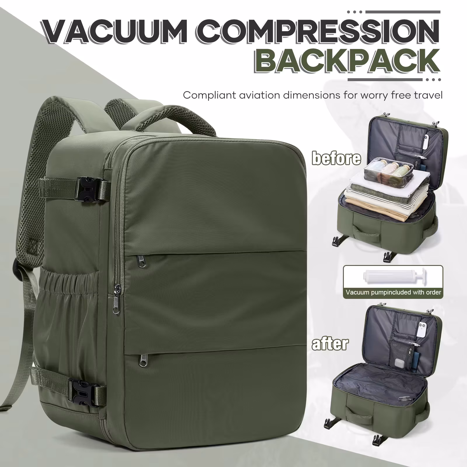 Genuine Luggage, Ryanair Hand Luggage 40x30x20 Travel Backpack, Women Men Work Backpack Vacuum Bag Business Laptop Backpack