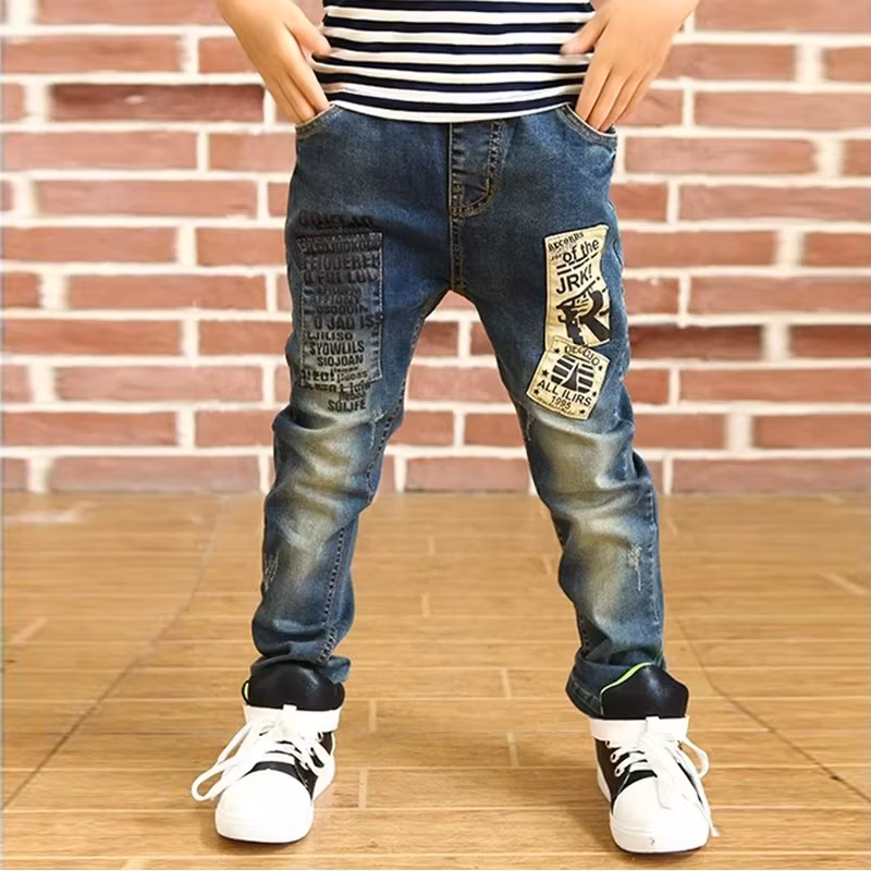 Ienens Boy Girls Trousers Skinny Jeans Elastic Waist Pants 4-13 Years Kids Boys Denim Clothing Clothes Sports Bottoms