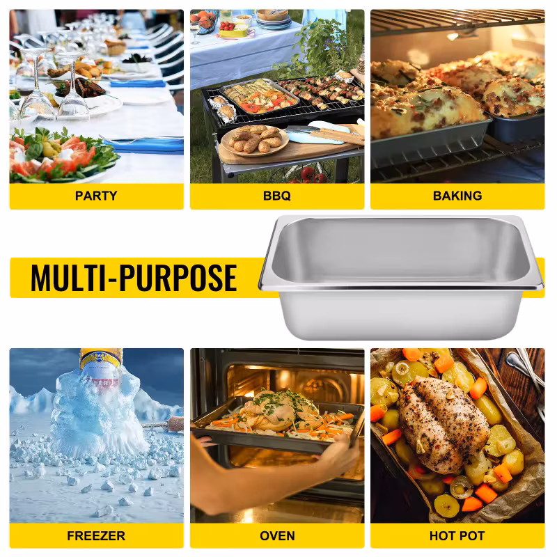 【Premium】SucceBuy 8.5L-20.5L Buffet Chafing Dishes Gastronorm Pans Steam T le Pans Stainless Steel Food Container for Party Bbq