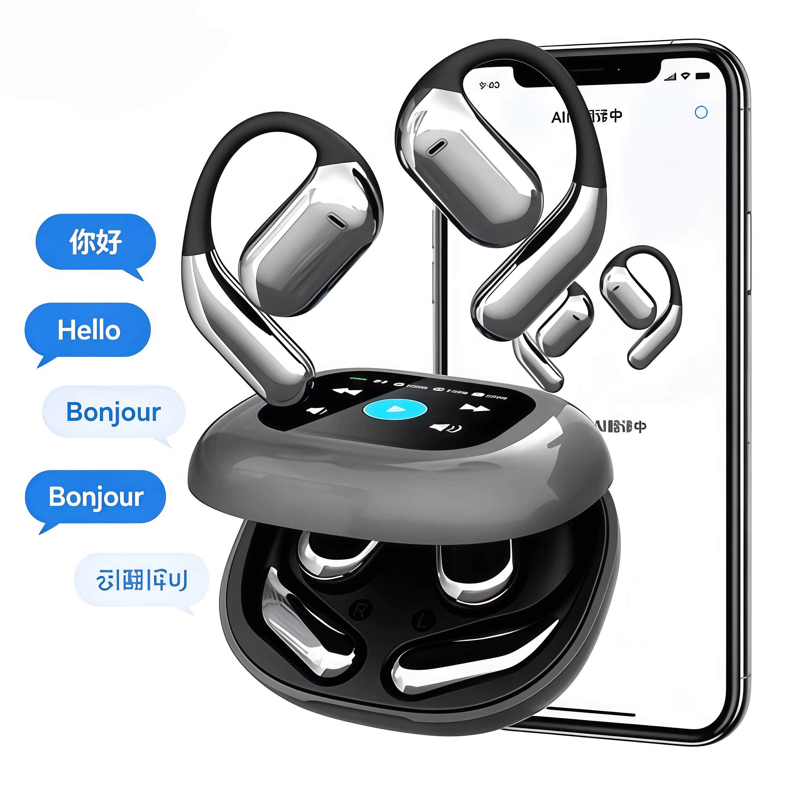 AI Enc Open Ear Bluetooth Earphones HiFi Stereo Sound Wireless Headphones Pain Free Long Wearing Sports Earbuds