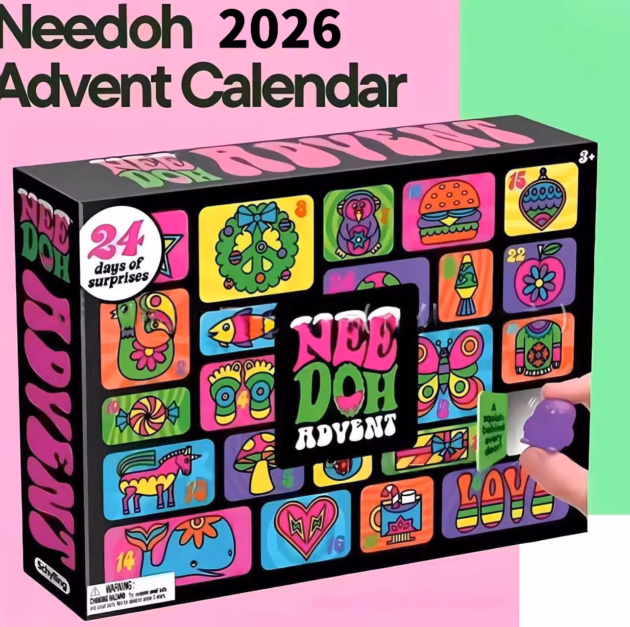 Nee Doh Advent Calendar 24Pcs Mini Squish Fidget Blind Box Christmas Countdown Surprise Stress Relief Kids Xmas Gift