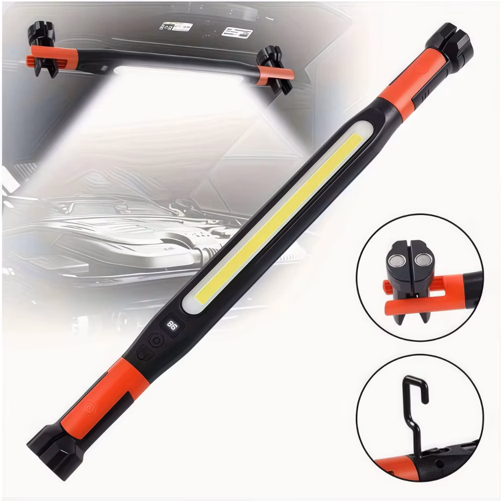Cob Led Work Light Usb Rechargeable Magnetic Hook Multifunctional Long Strip Light for Car Repair Emergency Working Camping
