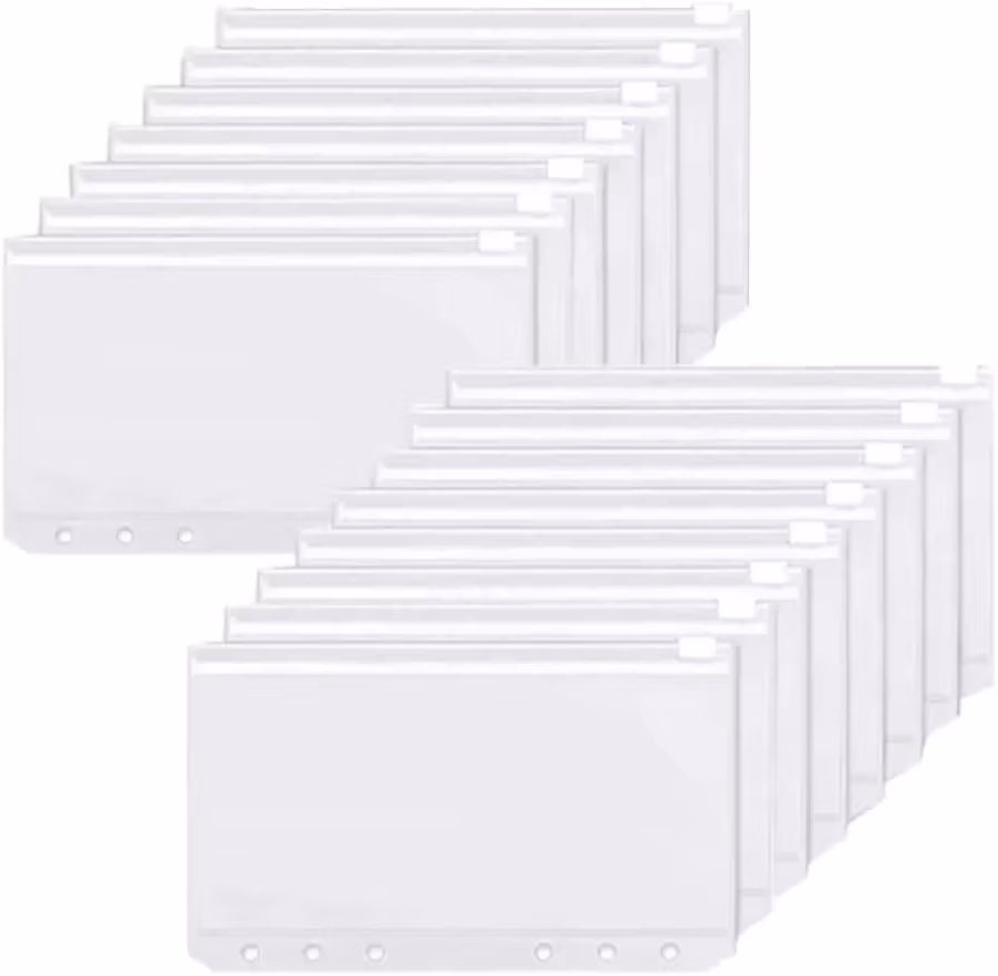 Binder Pockets A6 6-Hole Zipper Binder Pockets Waterproof Pvc Cash Budget Envelopes Loose Leaf Bag For Binder Notebook Planner