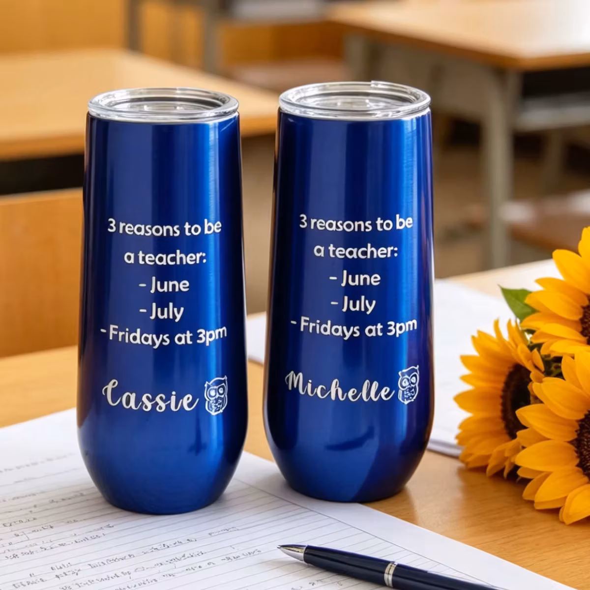 Personalized Stemless Champagne Tumbler, 6 Oz Insulated Flute Tumbler, Double Insulated Unbreakable Glasses for Friends Birthday