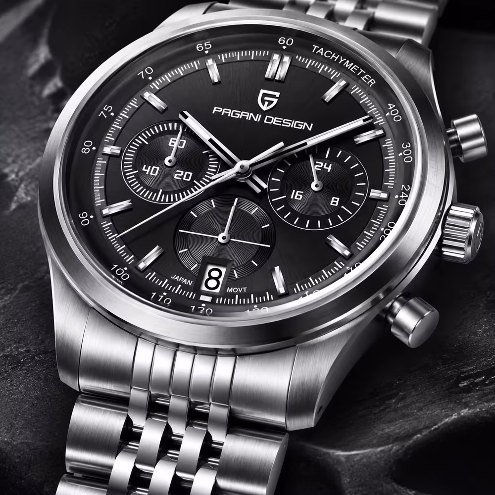 Pagani Design Men Quartz Watch VK63 Chronograph Stainless Steel Mens Wristwatch Brand Sapphire Glass Business Watch Man Gift