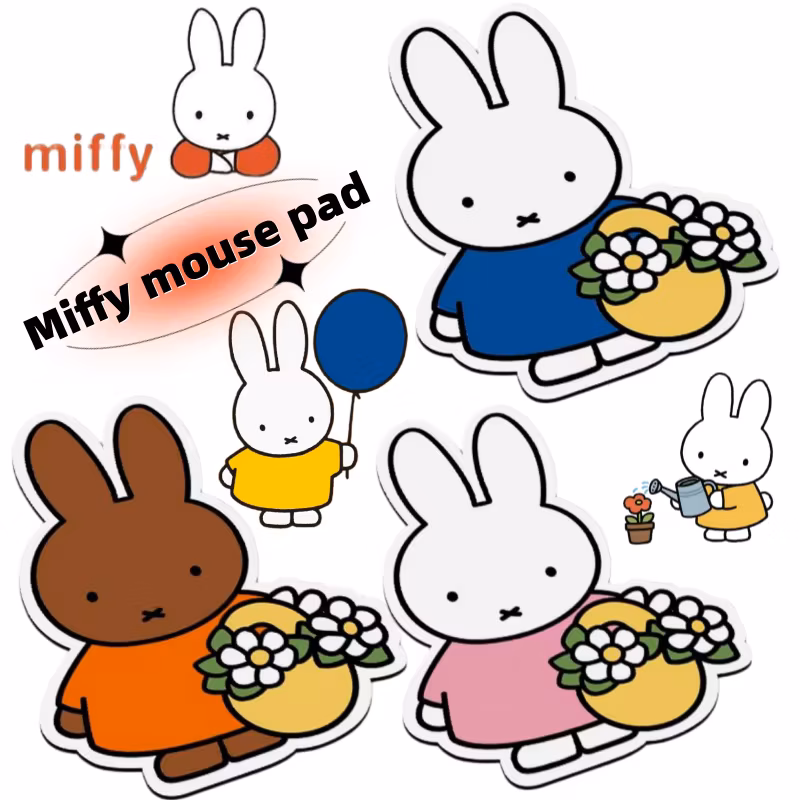 Miffy rabbit anime cartoon pattern mouse pad cute portable small irregular creative non-slip soft mat girlish keyboard mat Gift