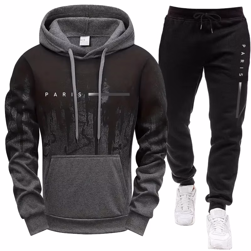 Men's Set/Hoodie/Pants Paris in Casual Hooded Tracksuit Autumn Winter Daily Sports Fashion Sweatshirt and Sweatpants Outfit