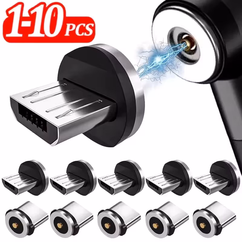 1/5/10PCS Usb-A Type C Magnetic Plug Tips Charging Cable Adapter for Samsung Magnet Charger 360° Degree Rotation Connector