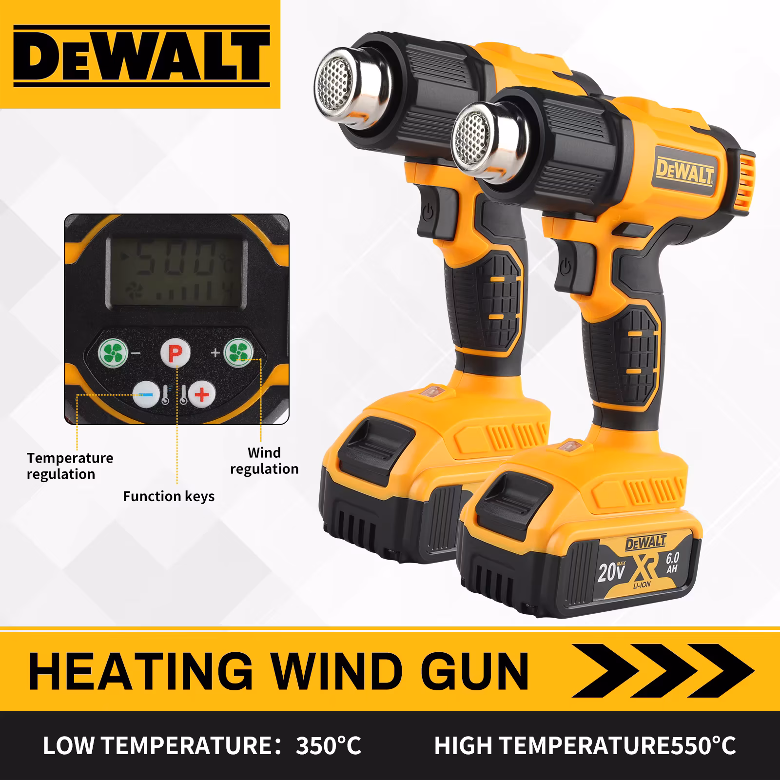 Dewalt 18V 21V Heat Gun Shrink Wrapping Tool Cordless Air Gun Electric Air Dryer Soldering Thermal Blower For 18V battery