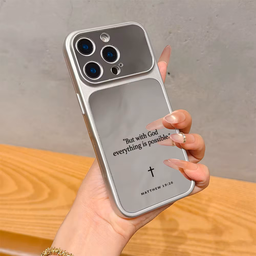 Christian Bible Verse Makeup Mirror Phone Case For iPhone 17 Air 16e 16 15 14 13 12 11 Pro Max X Xs XR Shockproof Cover Fundas