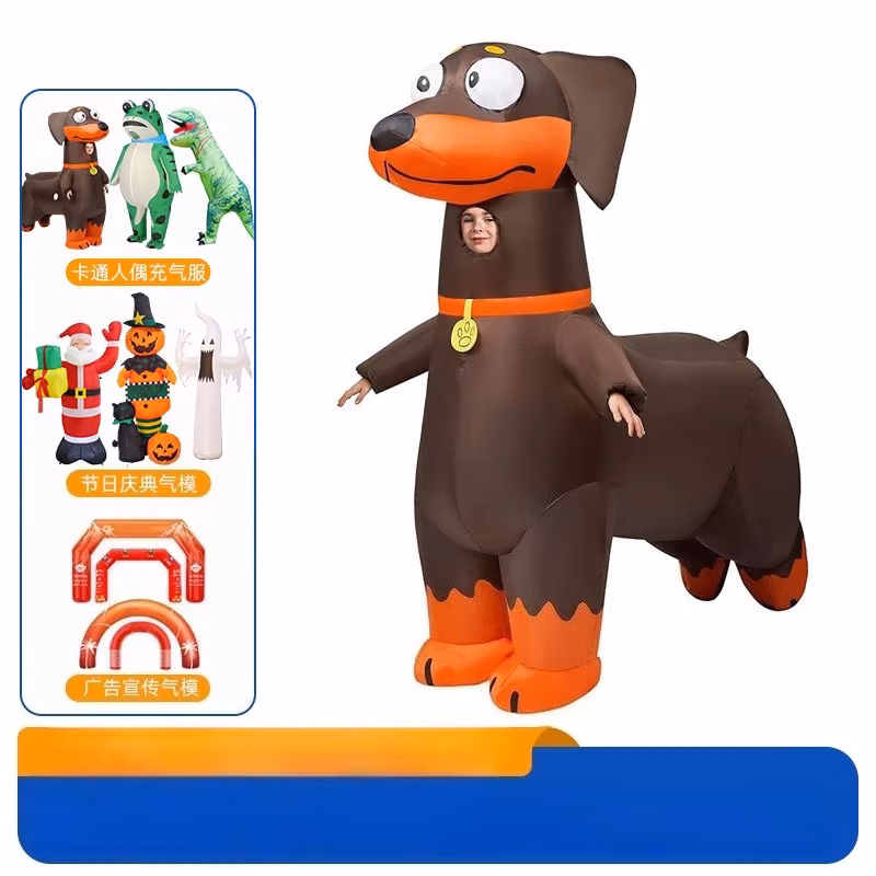 Dachshund Inflatable Full Costume Long Sausage Dog Outfit Halloween Performance Party Prop