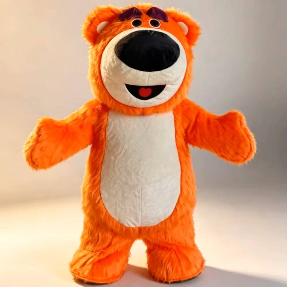 Inflatable Orange Bear Mascot Costume Full Body Suit for Halloween Party Event Performance No Battery No Charger