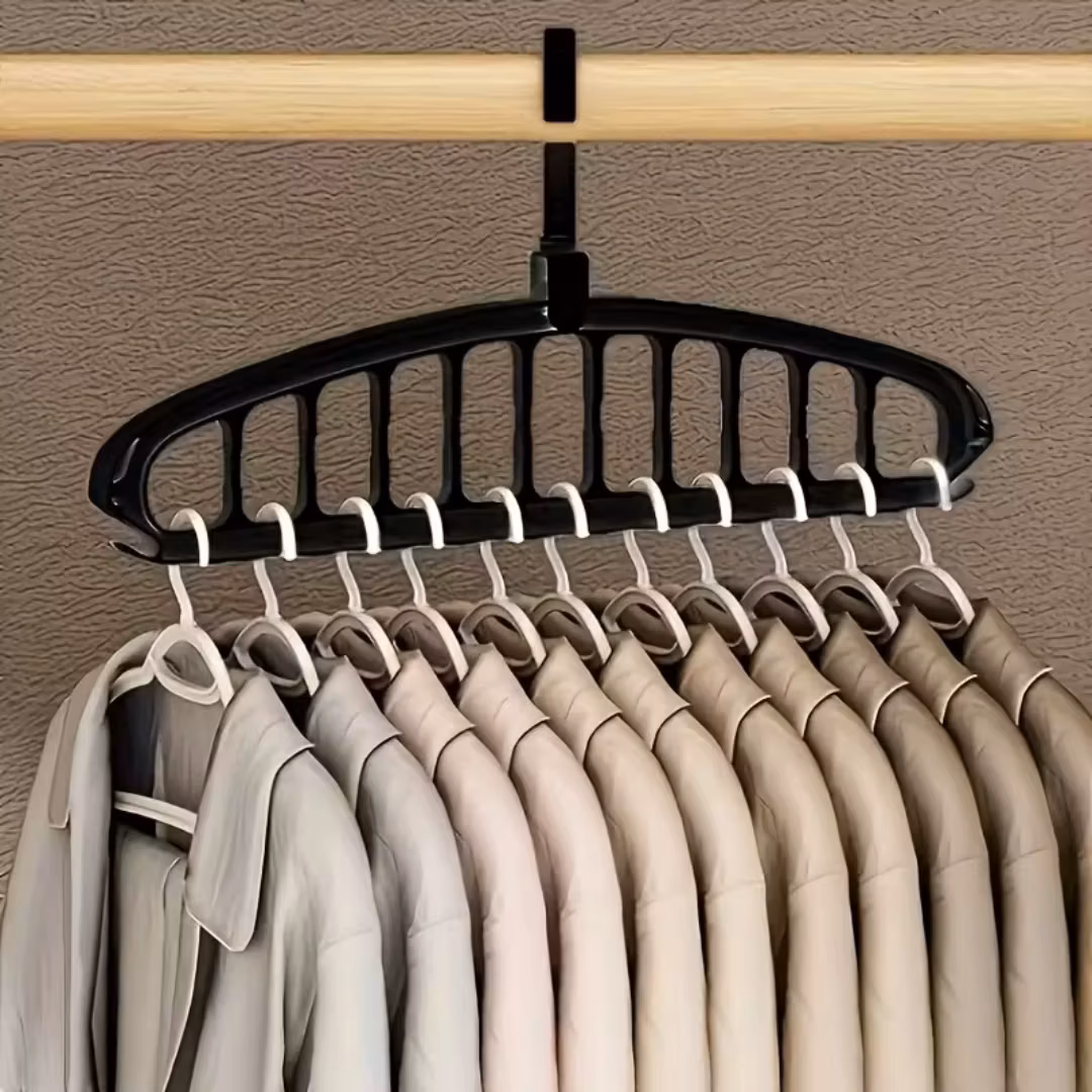 Sturdy Space Saver Hangers with 360° Rotatable Hook - Multi-Purpose Closet Organizers for Small Spaces | College Dorm & Apartment Essentials (2, Black)