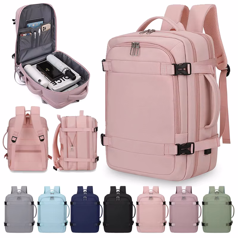 Multifunctional Oxford Laptop Backpack Expandable Carry On Travel Luggage Bag Large Capacity Notebook Computer Rucksack Casual