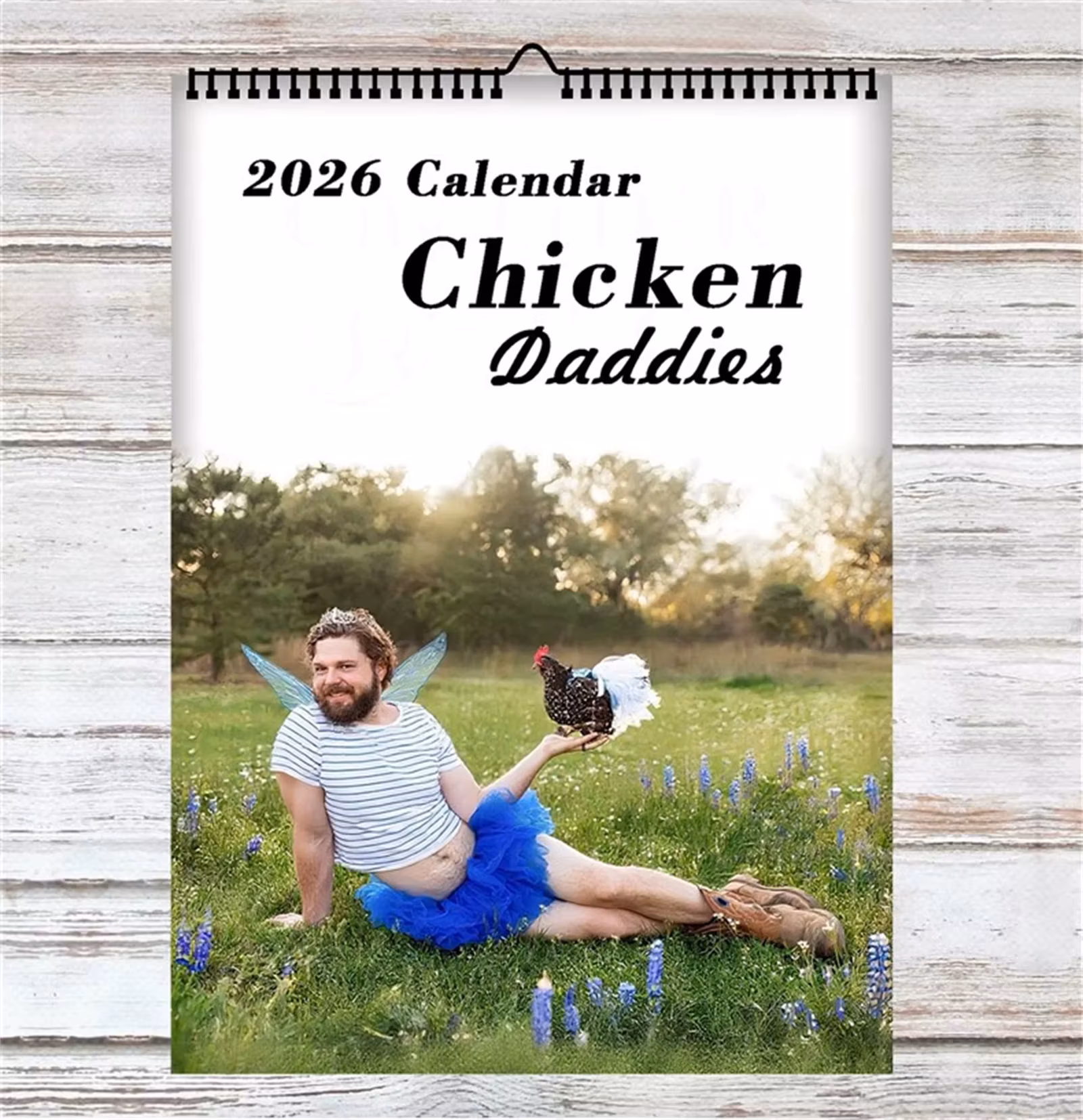Funny Chicken Daddy Wall Calendar A4 Size Creative Humor Design For Home Office Decor Gift White Card Paper Opp Packaging