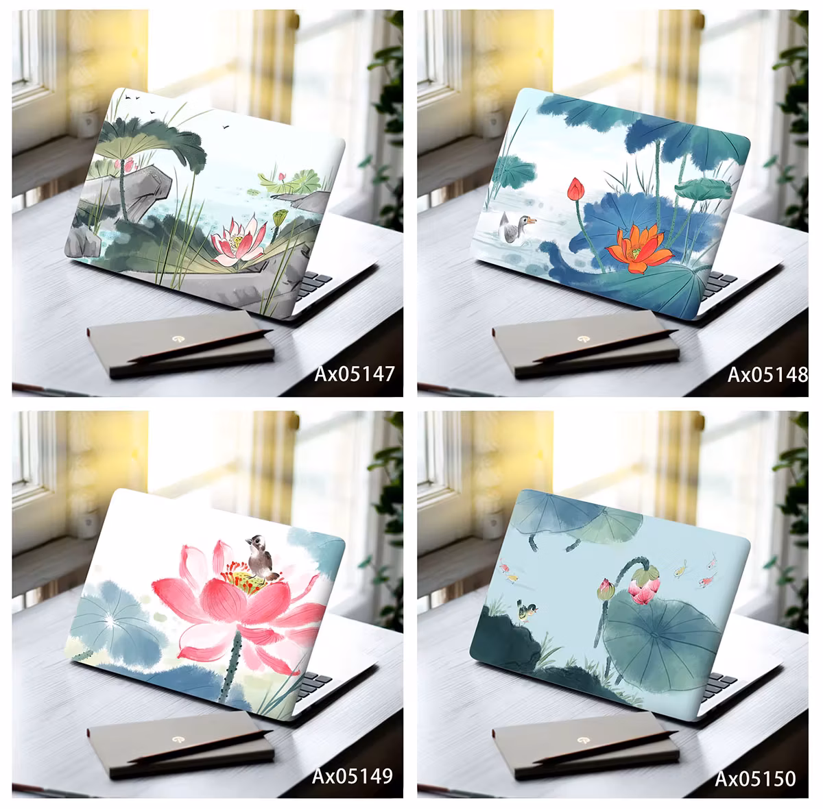 Ink Wash Lotus Pond Laptop Skin Stickers Vinyl Decal MacBook HP Dell Lenovo MacBook Notebook PC Aesthetics Decoration