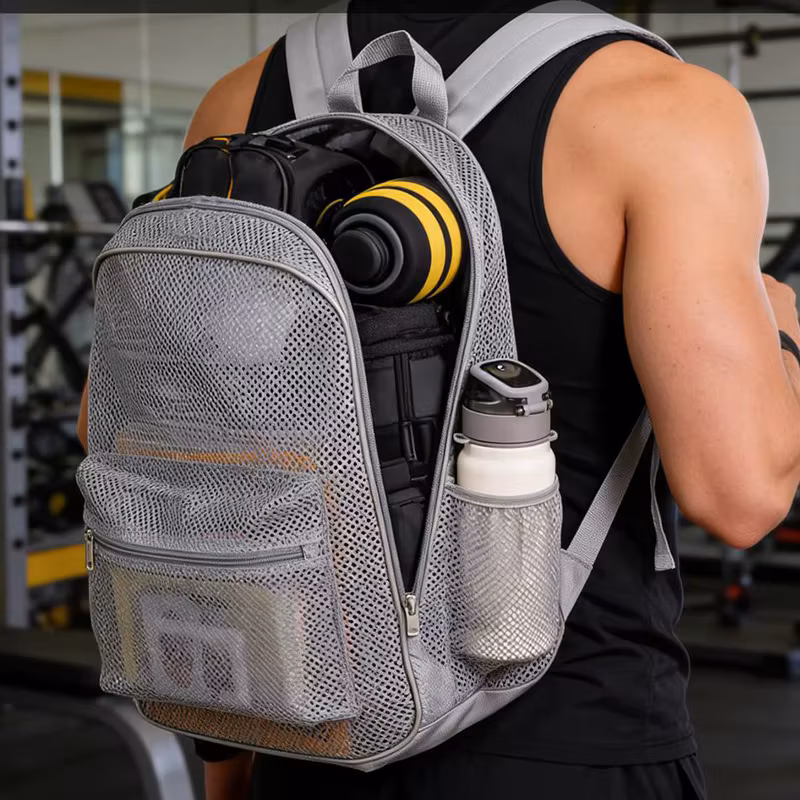 Breathable Mesh Backpack Lightweight Sports Gym Bag Large Capacity Waterproof Polyester Pocket Swim Beach Travel School Backpack