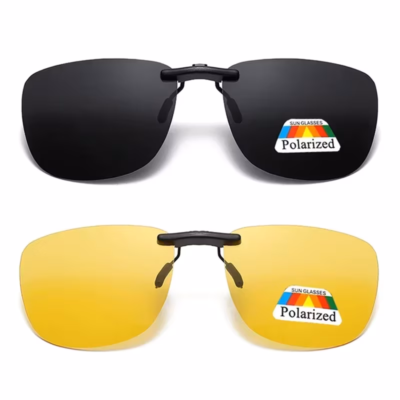 Square Clip on Sunglasses Women Polarized Lens UV400 Night Vision Driving Men Goggles Clips Anti Glare Vintage Glasses