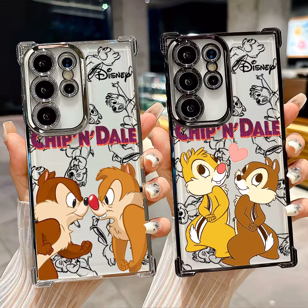 Cartoon Chip & Dale Case For Samsung Galaxy S26 S25 S26Ultra Edge S24 S23 S22 Plus S21 Ultra FE Soft Shockproof Phone Back Cover