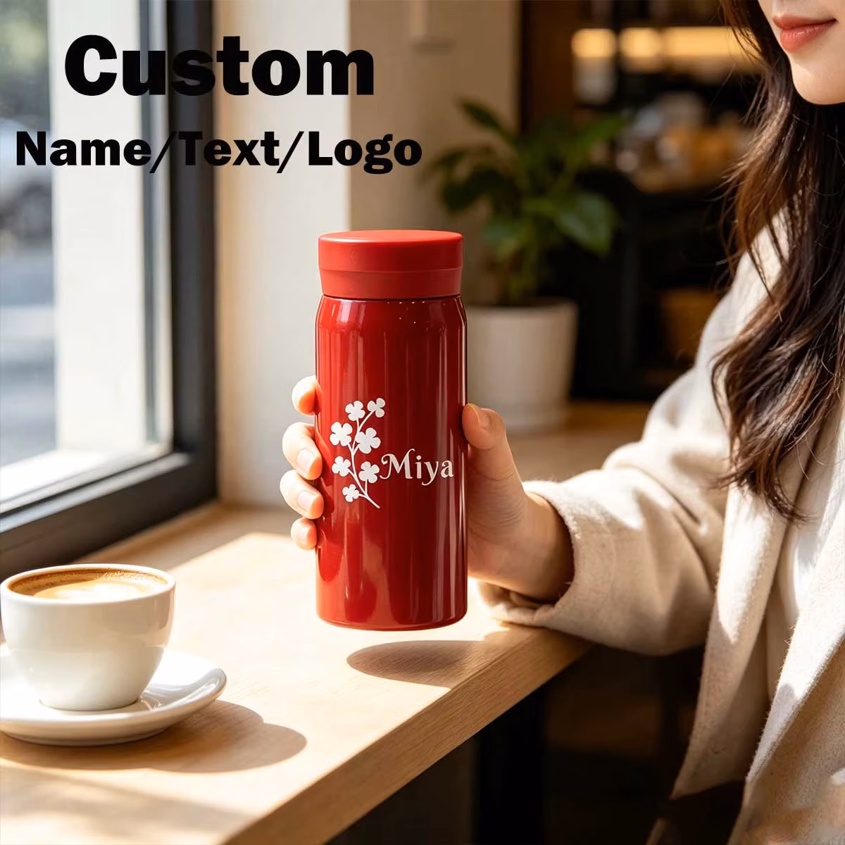 Stainless Steel Insulated Slim Pocket-Sized Flask, Customized Mini Coffee Thermal Bottle, Small Cup for Travel Office Purse
