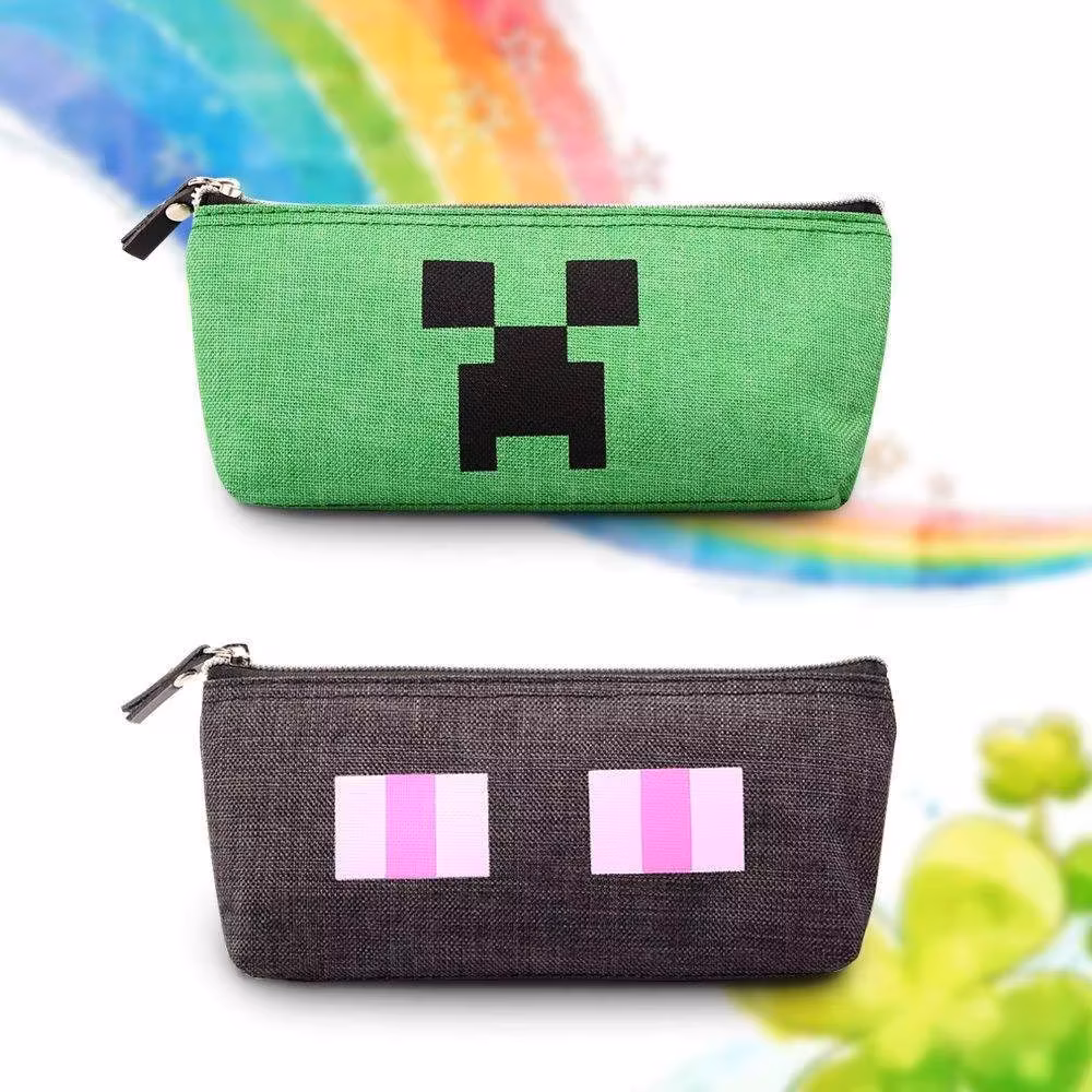 1PCS Minecrafte Pencil Bag Cartoon Creative Double-layer Pencil Case for Students School Large Capacity Bag Toy