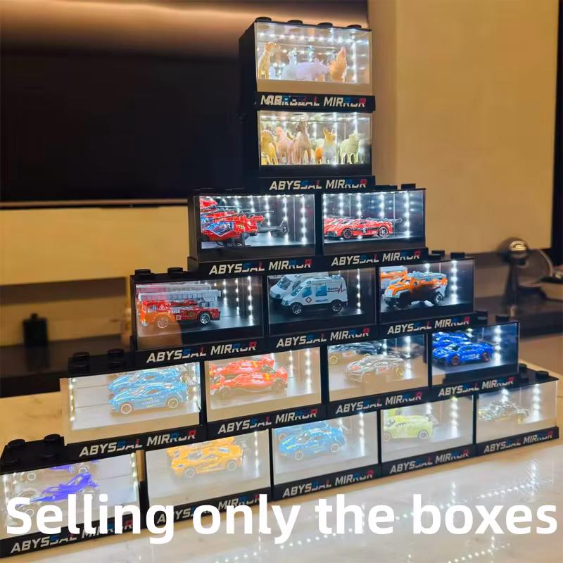 Car Model Display Box with Deep Mirror 3D Visual Led Sound Control Light Car Model Collection Box