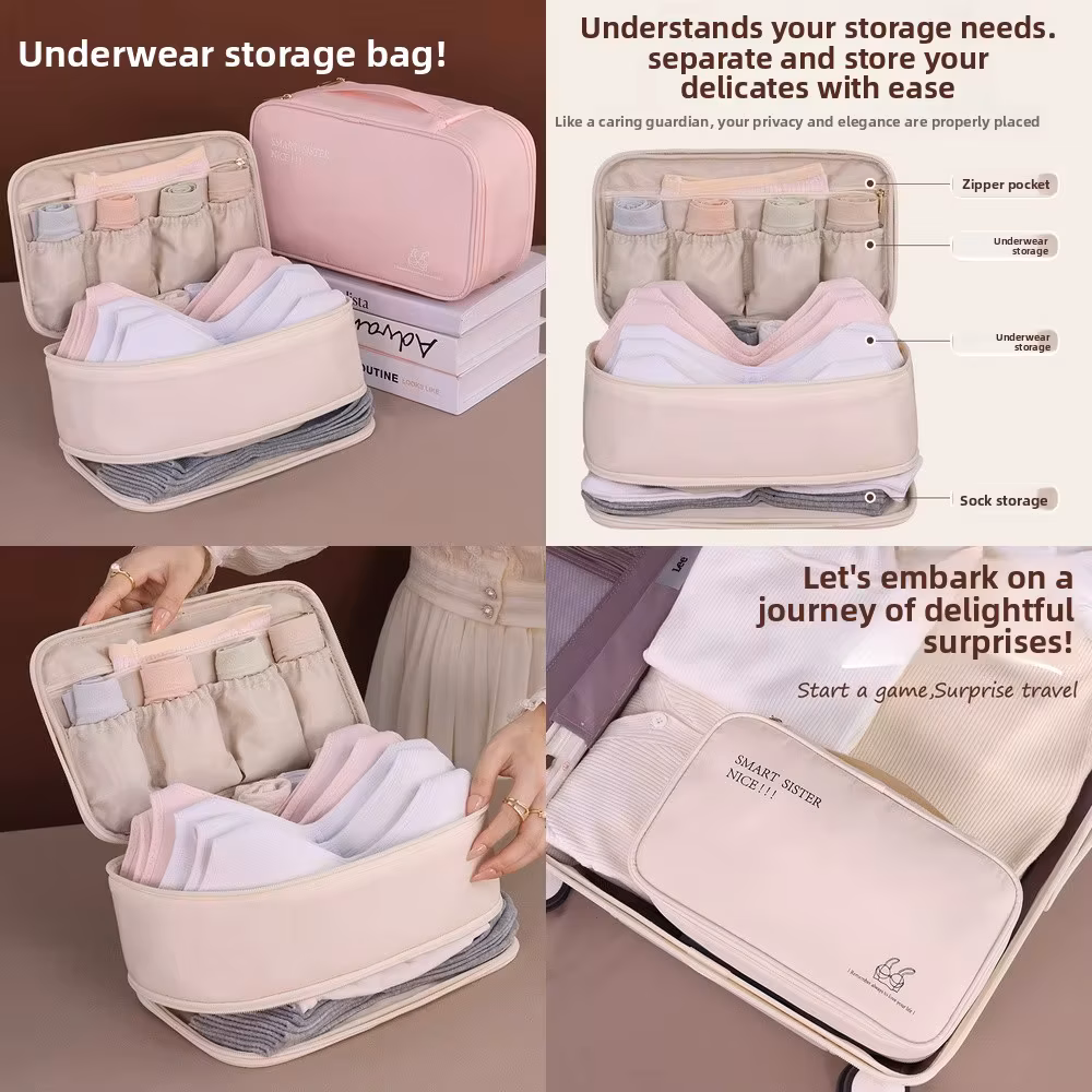 Large Capacity Travel Organizing Bag for Underwear Socks and Essentials Compact Packing Cubes Set for Suitcase Luggage
