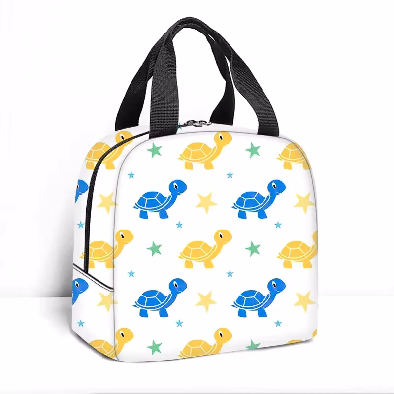 Cute Animal Print Lunch Bag Lion Students School Food Bag Hedgehog Women Picnic Bag Food Pouch Lunch Box Outdoor Hiking Food Bag