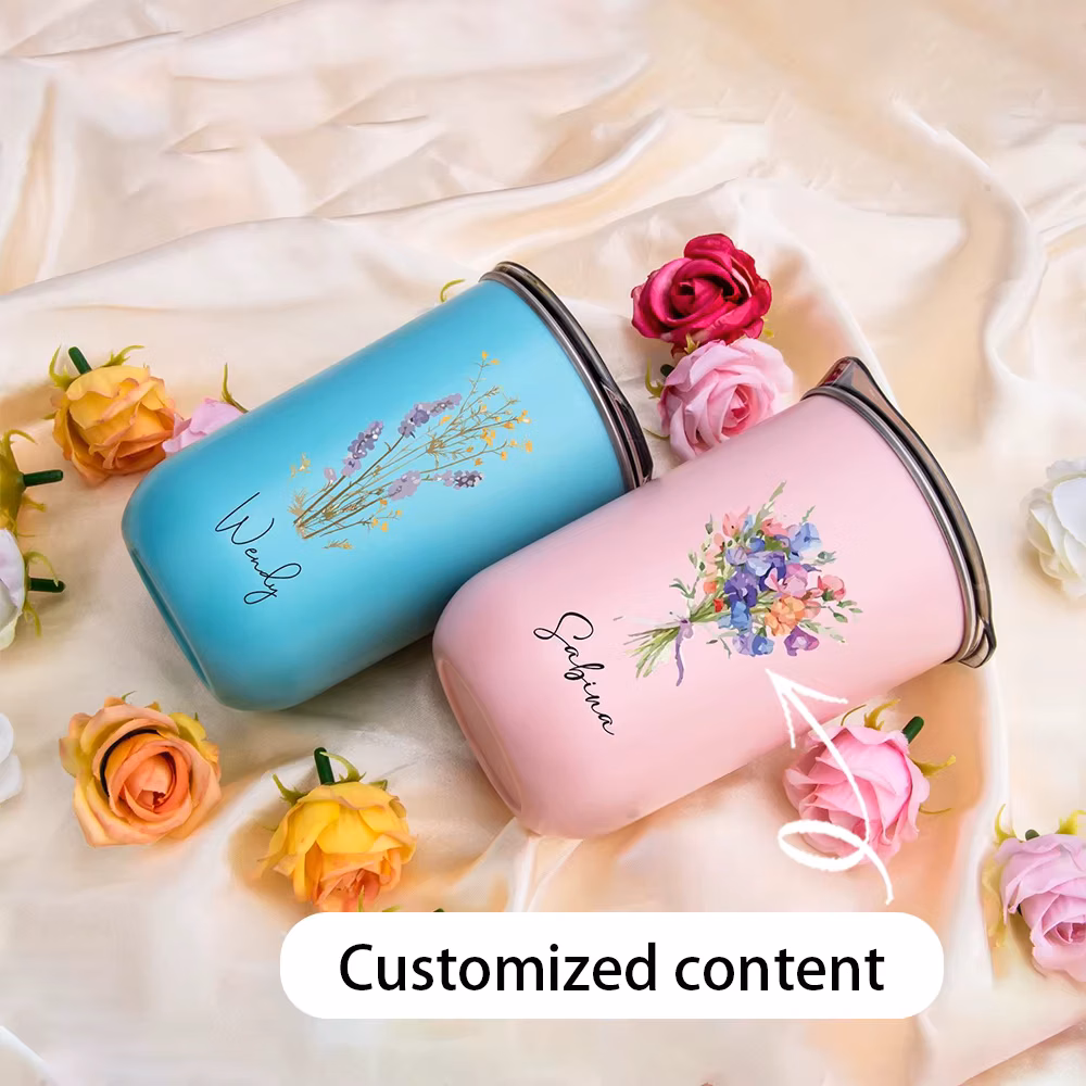 Personalized Customization Name: Carnation Flower Stainless Steel Cup, Straw Insulated Coffee Travel Cup,birthday Gift for Women