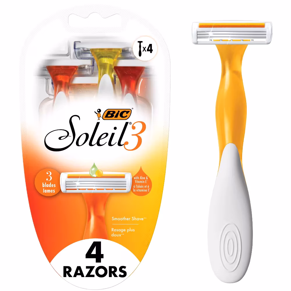 Women's 3-Blade Disposable Razors 4-Pack, Ultra Smooth Shaving for Sensitive Skin, Dorm Room Essentials for College Students, Ladies Shaving Kit with Flexible Pivot for Legs Underarms Bikini Area, Portable