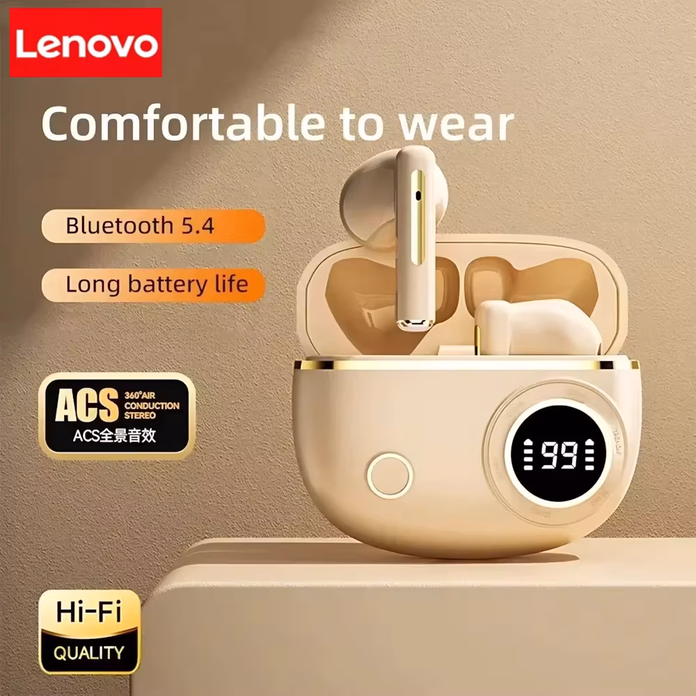 Lenovo Tws Wireless Bluetooth Headset Led Dislpaly Waterproof Noise Reduction Earphone Sports Stereo Noise Canceling Headphone