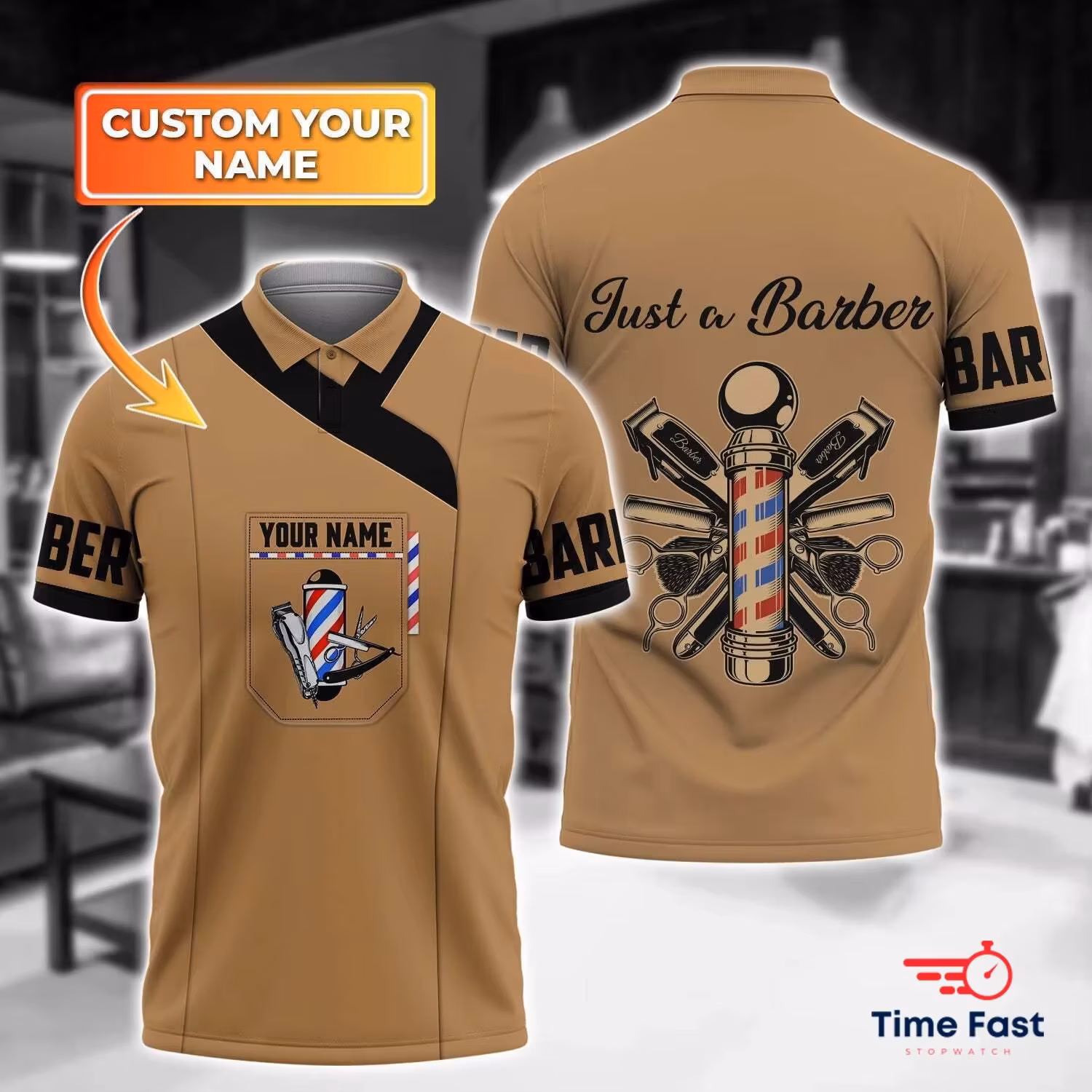Barber Short Sleeve Polo Shirts For Men Clothing Hairdresser Cosplay Polo Shirt Custom Name Uniform Jersey Male Y2k Tops