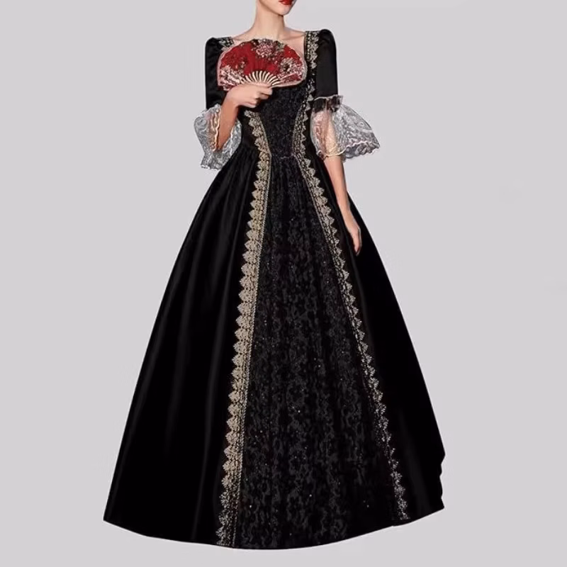 S‑5XL Women Medieval Renaissance Victorian Court Dress European Retro Gown Stage Role Play Cosplay Costume Outfit