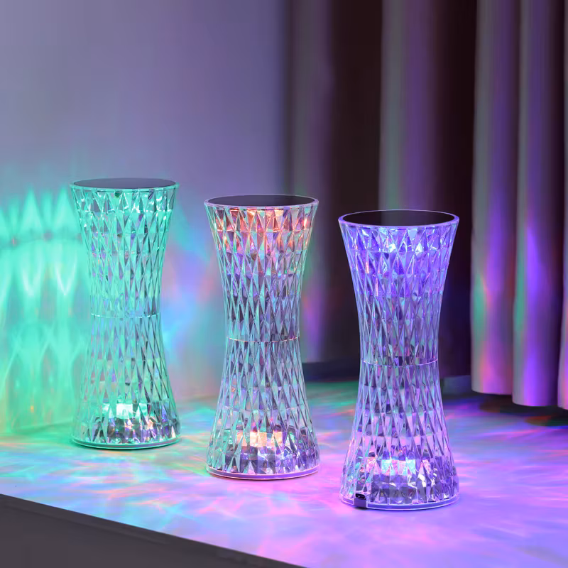 Crystal Bedside Table Lamps Xmas Acrylic Decor Night Lights Bedroom Bedside Led Lighting Gift Diamond Desk Lamp Usb Rechargeable