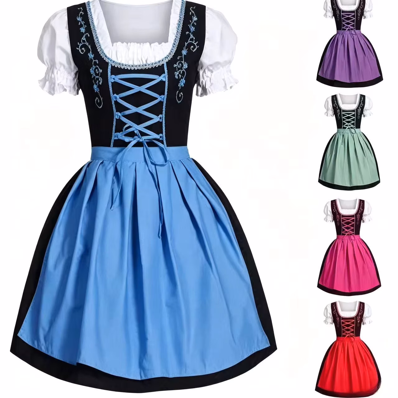 Women's Embroidered Oktoberfest Dress Set Costume Party Beer Themed National Festival Bavarian Halloween Fancy Party Clubwear