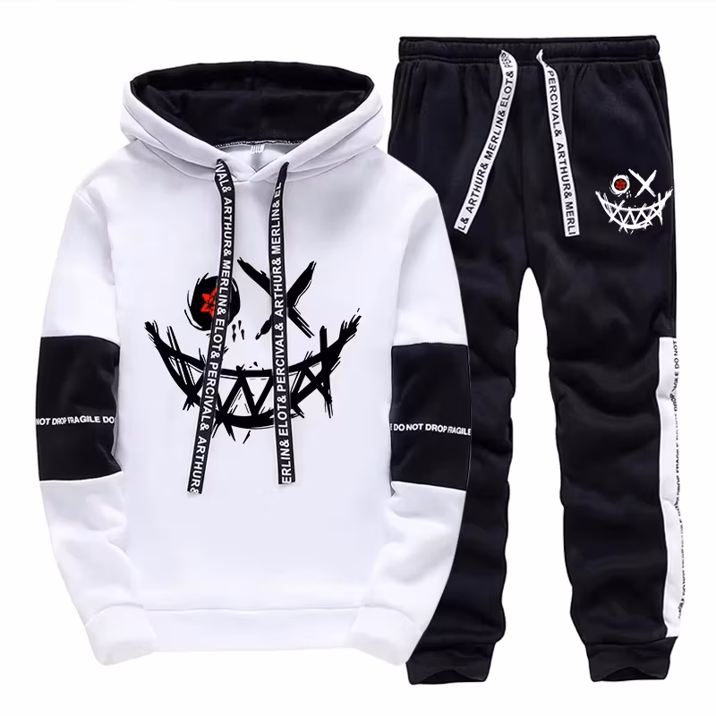 Men's Set/Hoodie/Pants Autumn Daily Casual Fashion Hooded Sweatshirt and Jogger Pants Urban Trendy Hoodie Sportswear Outfit