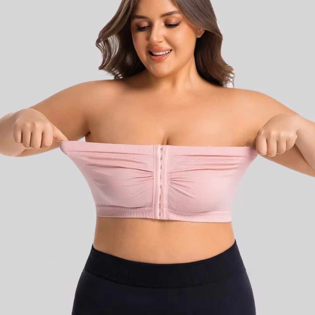 Women's Plus Size Strapless Front Closure Bandeau Bra Seamless Wireless Bralette Tube Non-Slip Everyday Brassiere Basics Y2K