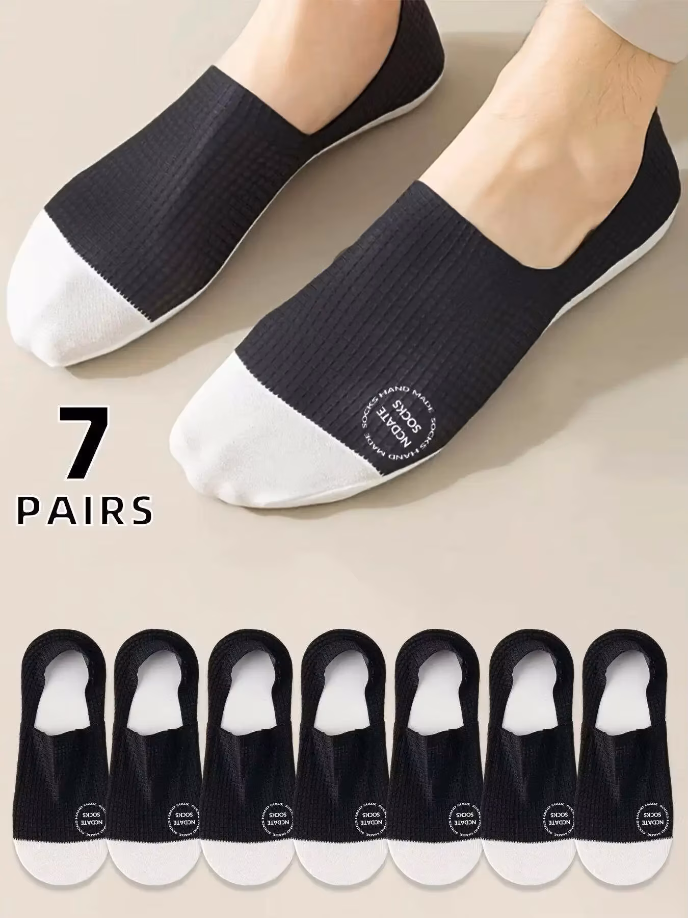 Men's Waffle Knit No Show Socks Colorblock Invisible Boat Socks Breathable Low Cut Ankle Sock Set Casual Comfy Short Socks Multipack for Daily Wear All Seasons Male Footwear Pairs