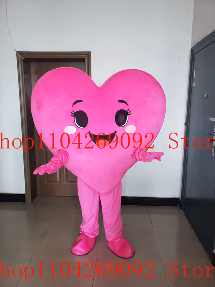 Lovely Pink Heart Mascot Costume Cartoon Anime Cosplay Costumes Character Party Birthday Maskote advertising performance Suite