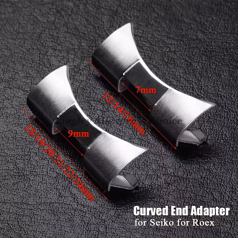 Curved End Link for Seiko SKX007 009 Connector Stainless Steel Adapter for Rolex Watch Accessory 12/14/16/18/19/20/22/24mm 2pcs