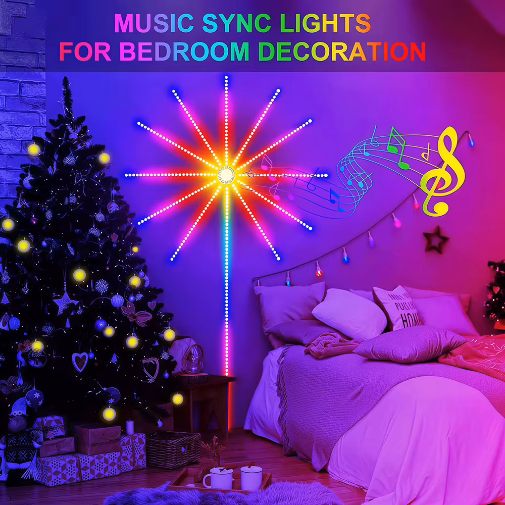 Led Strip Light Rgb Sound Control Symphony Firework Light Wedding Christmas Music Control Full Kit Dream Meteor Lamp