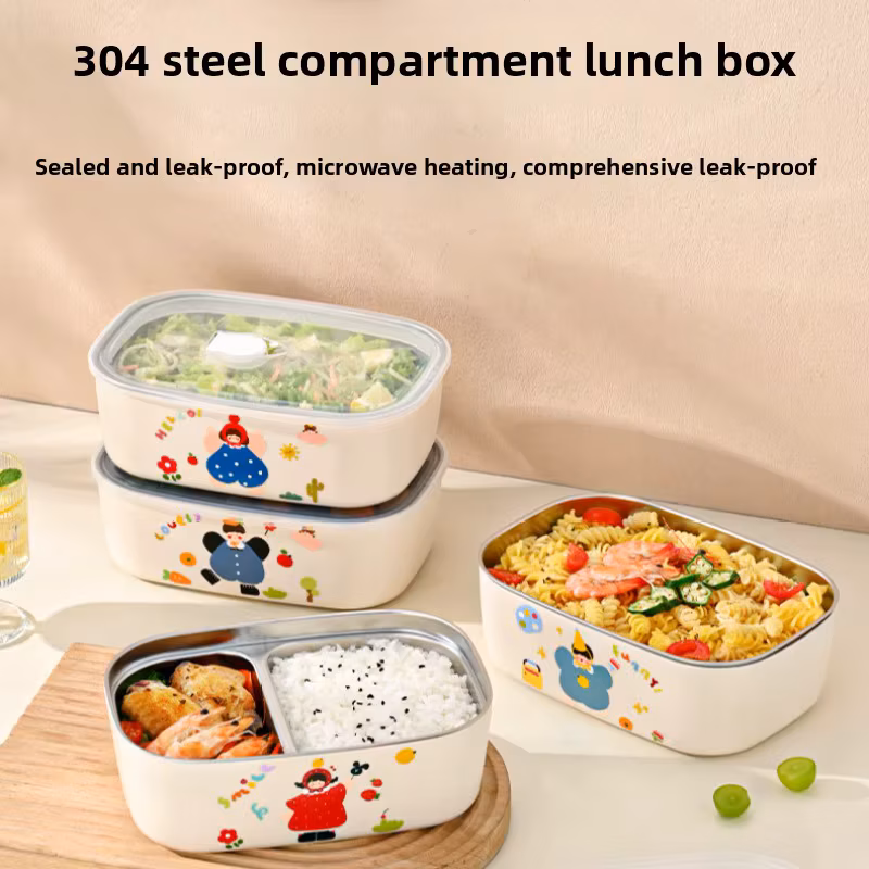 304 stainless steel thermal insulation lunch box high value grid lunch box student office workers can microwave oven