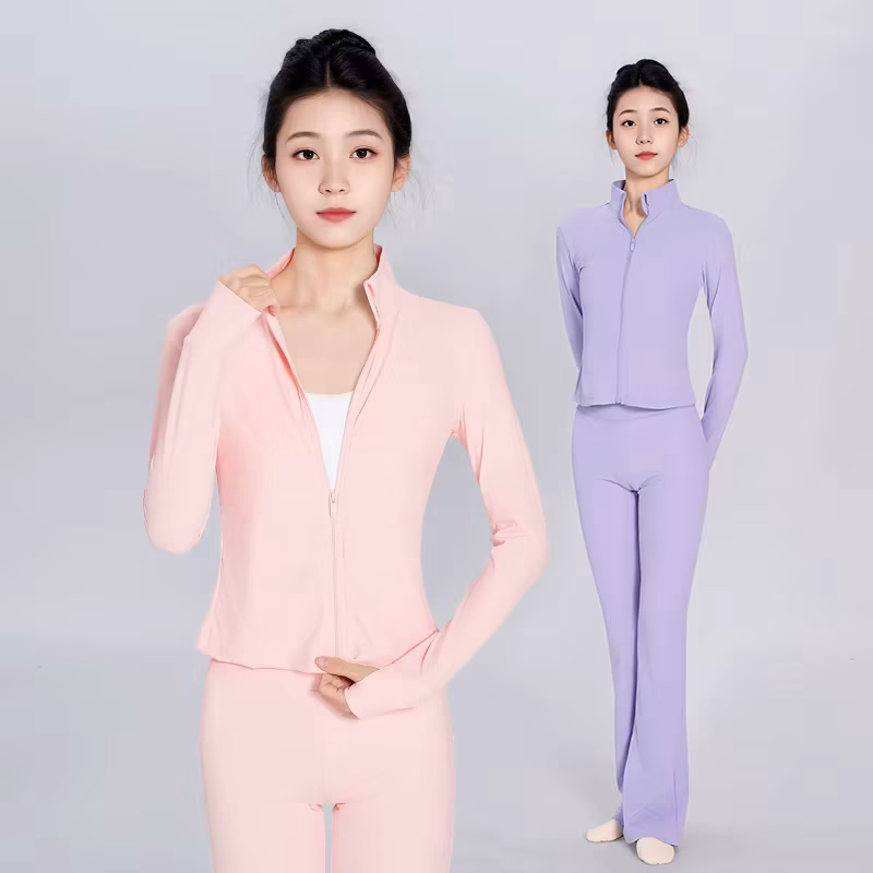 Teen Girls Ballet Dance Sets Costumes Kids Long Sleeve Coat Dance Outfits Separate Suit Fall Winter Dance Tops and Pants
