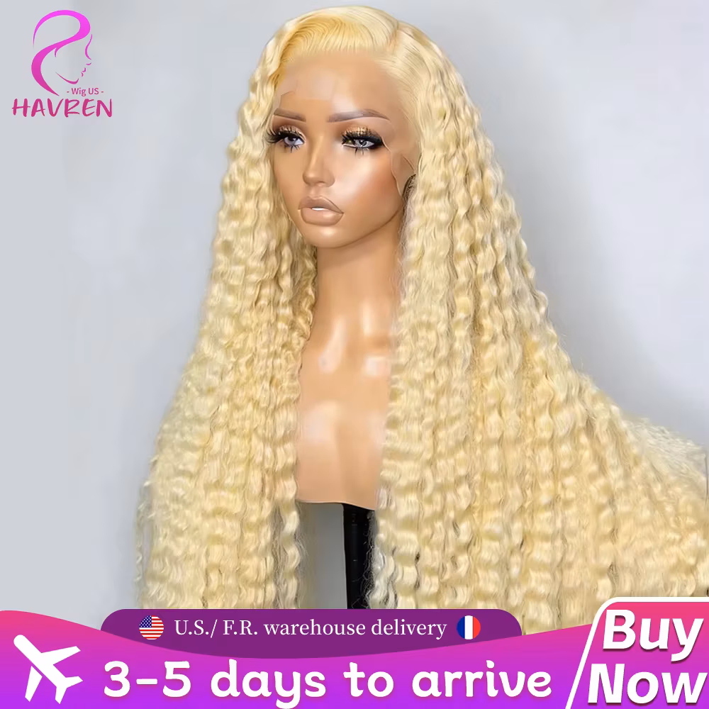 613 HD Lace Frontal Wig 13x4 13x6 Deep Wave Lace Front Human Hair Wig Transparent Blonde Curly Wig 30 Inch 220 Density For Women