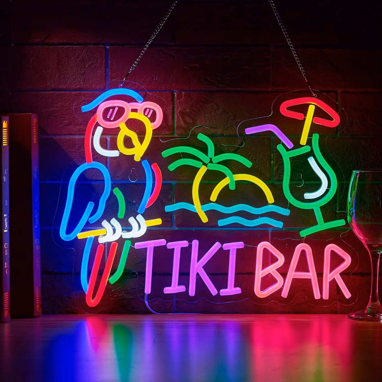 Tiki Bar Parrot Palm Tree Neon Sign Business Art Wall Light Usb Led Neon Light for Restaurant Beer Club Party Bedroom Decoration