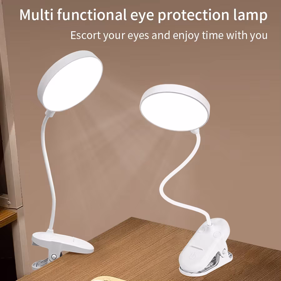 Led Clip Desk Lamp 360° Flexible Touch Dimmable Usb Rechargeable Reading Light with Phone Holder Eye Care Study Lamp for Student