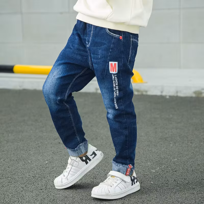 Ienens Kids Boys Jeans Baby Clothes Classic Pants Children Denim Clothing Infant Boy Casual Bowboy Bottoms Trousers 4-11 Years