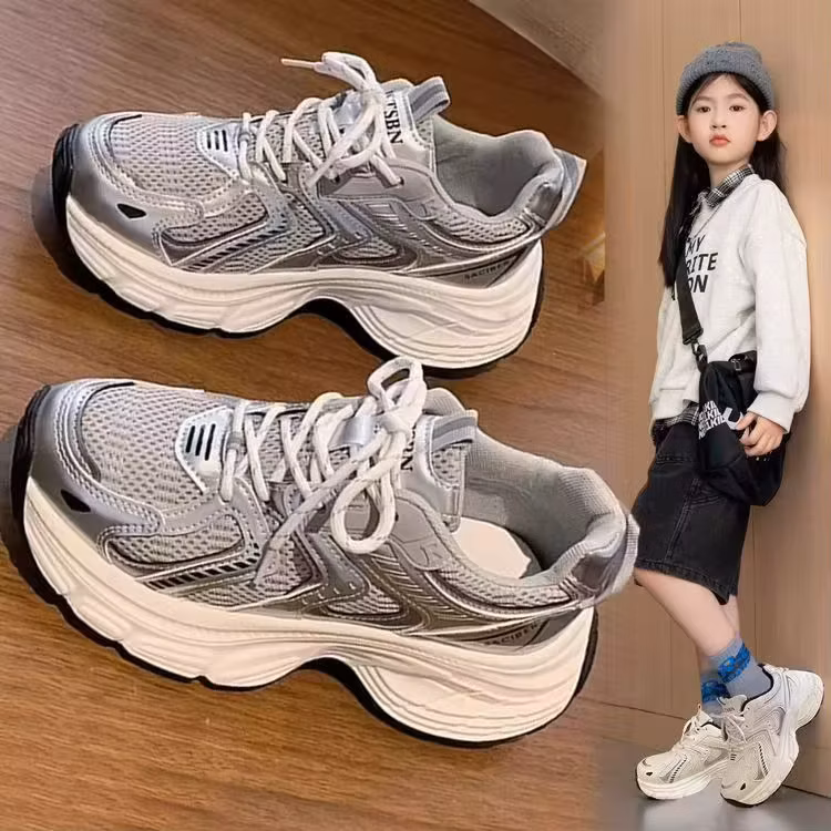 Children Running Shoes Mesh Breathable Kids Sneakers Thick Soft Sole Brand Boys Girls Sports Shoes Comfortable Trendy